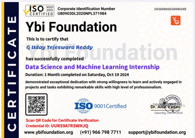 Data Science internship